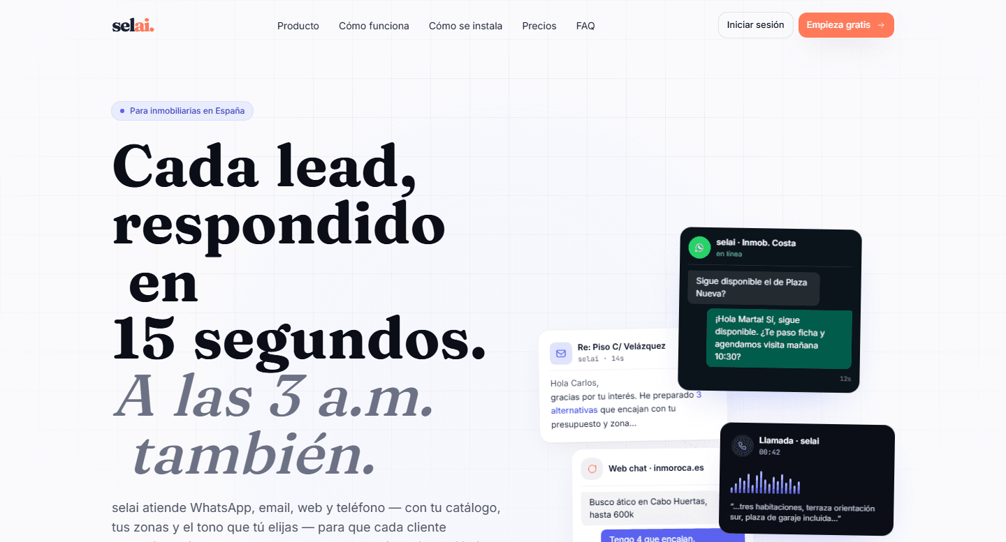 selai.es · Inmobiliario · atención al cliente con IA