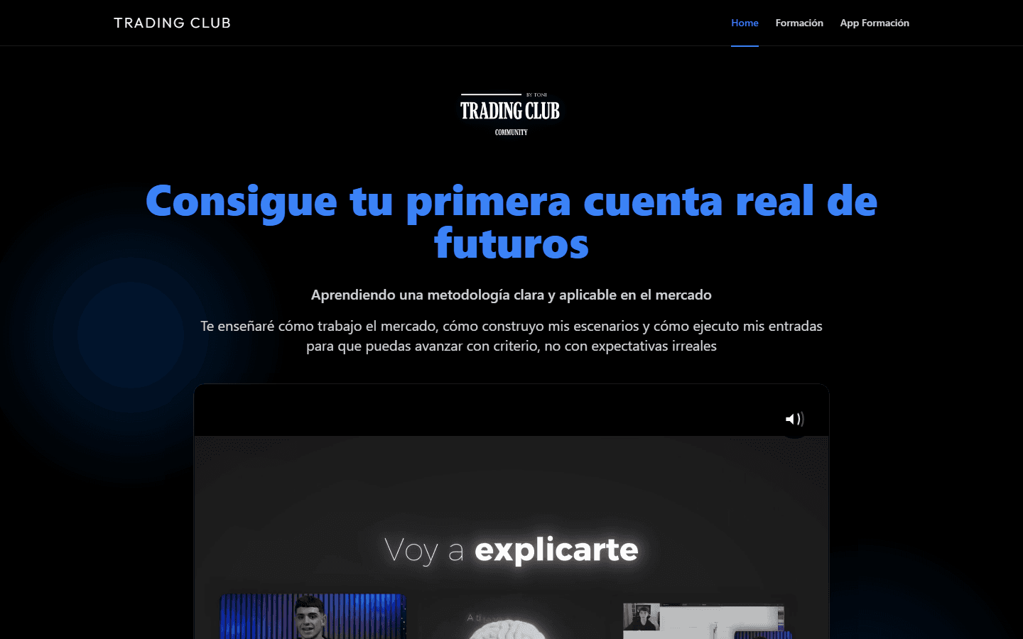 Trading Club · formación y comunidad · Formación online · membresía
